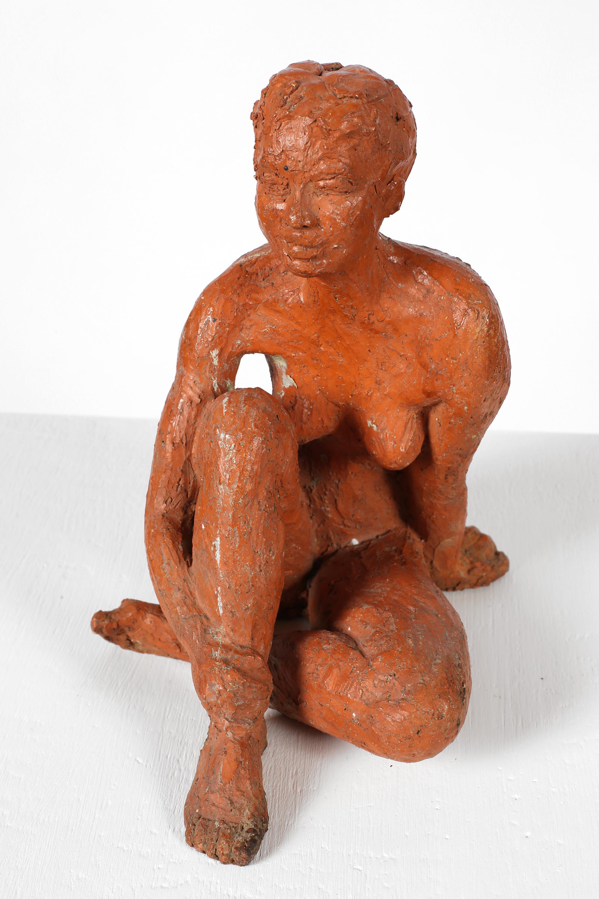20th Century French Art Deco Terracotta Female Nude Sculpture For Sale