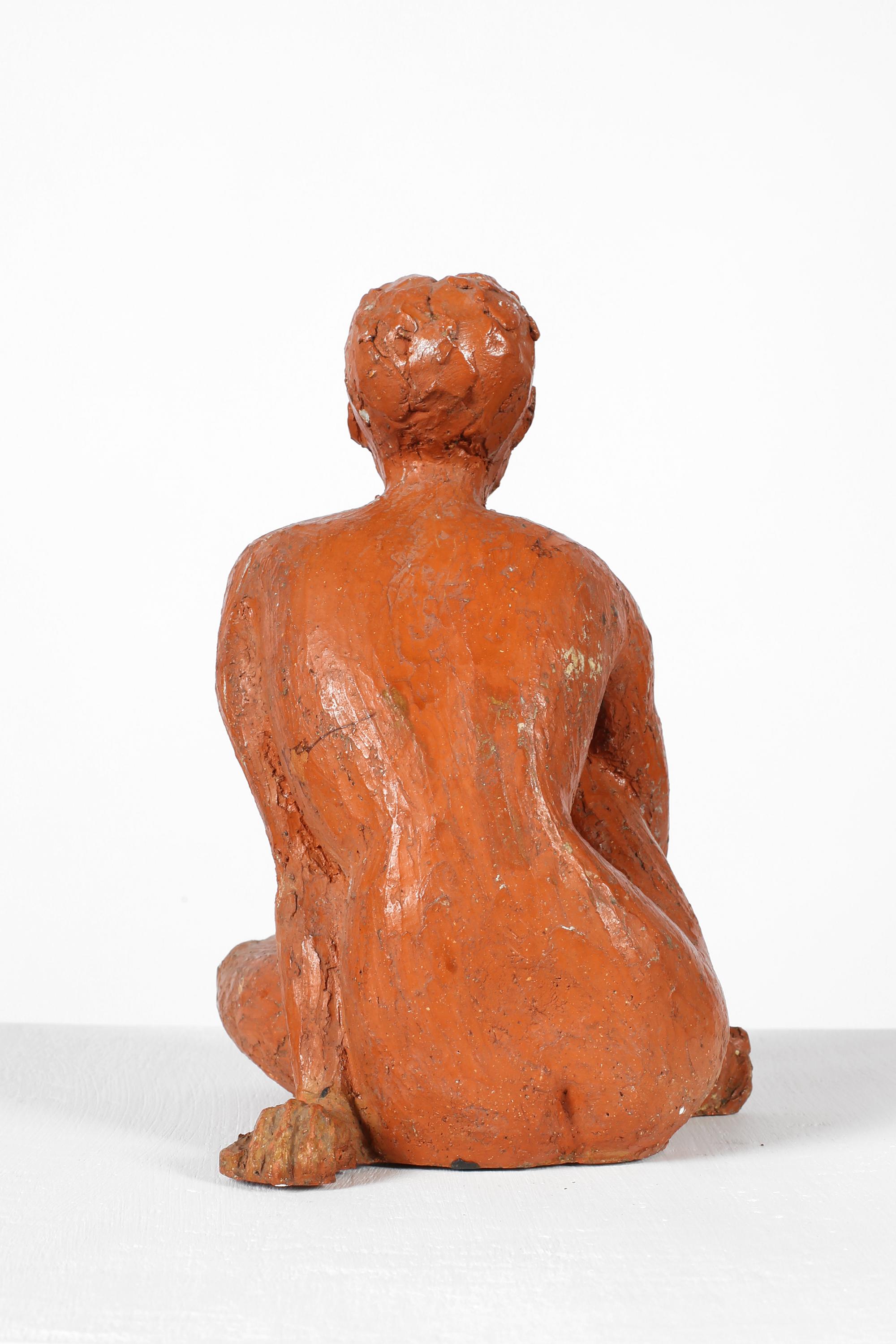 French Art Deco Terracotta Female Nude Sculpture For Sale 1