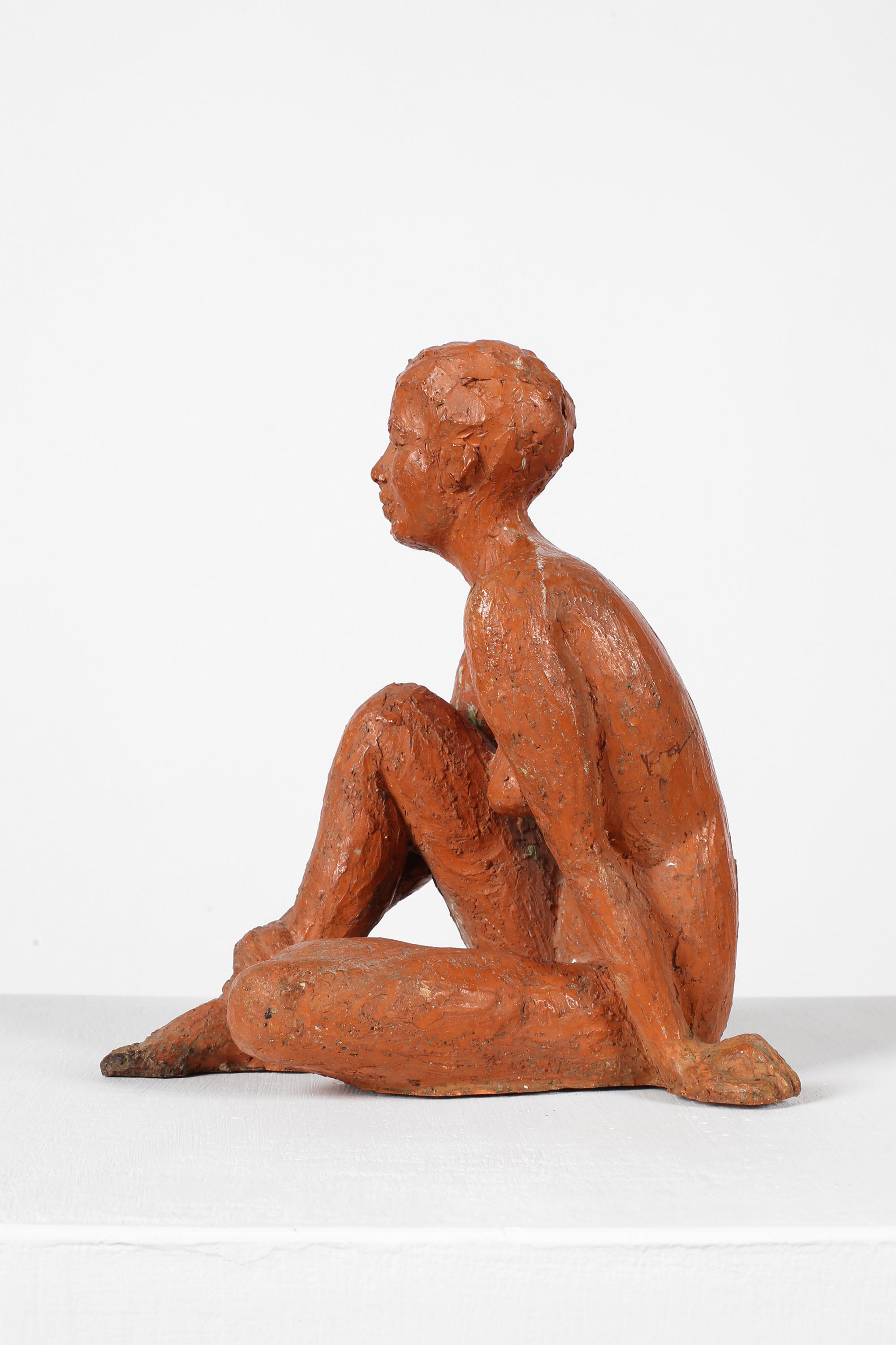 French Art Deco Terracotta Female Nude Sculpture For Sale 4