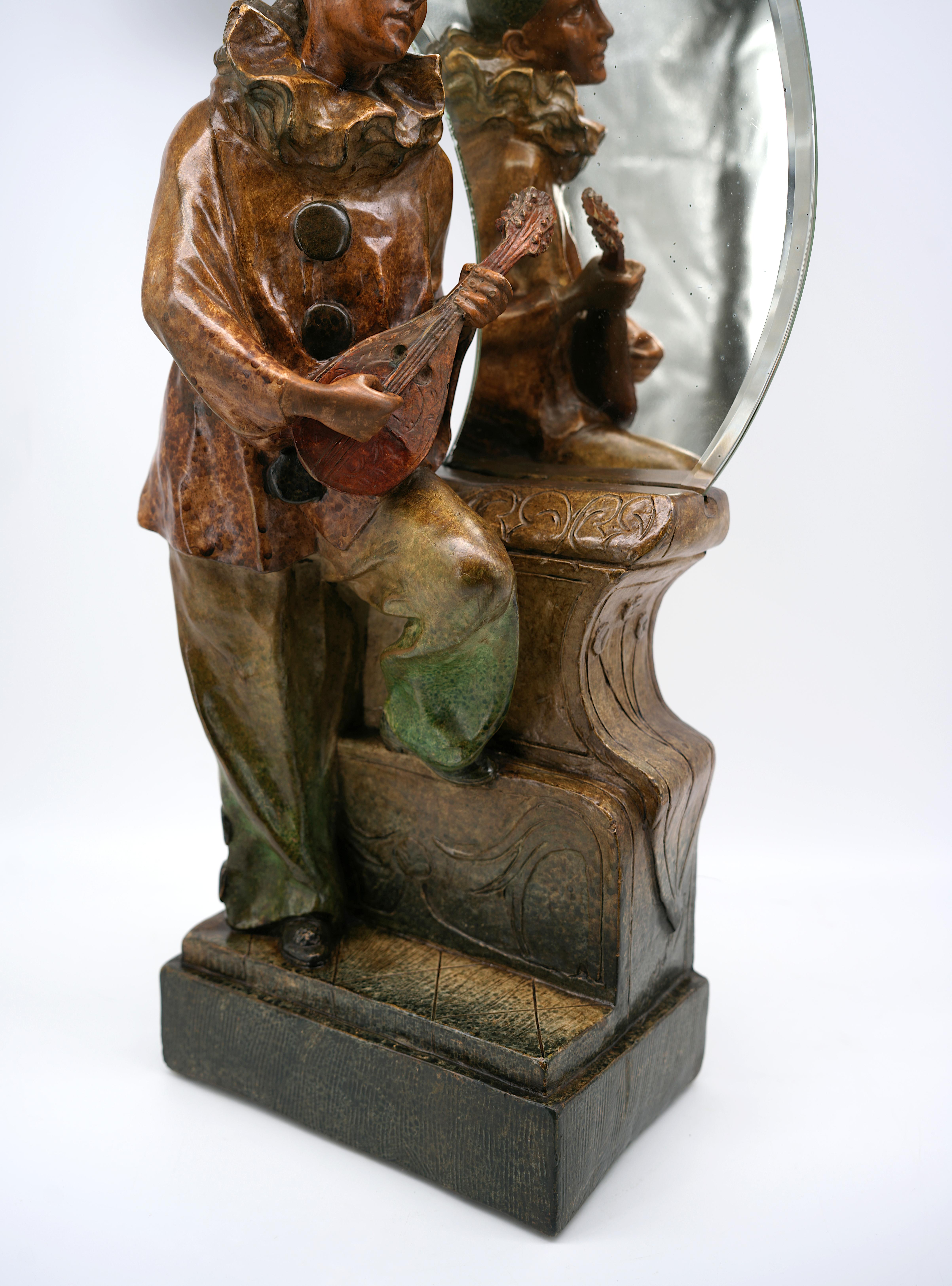 Scultura policroma Pierrot, 1900 in vendita 2