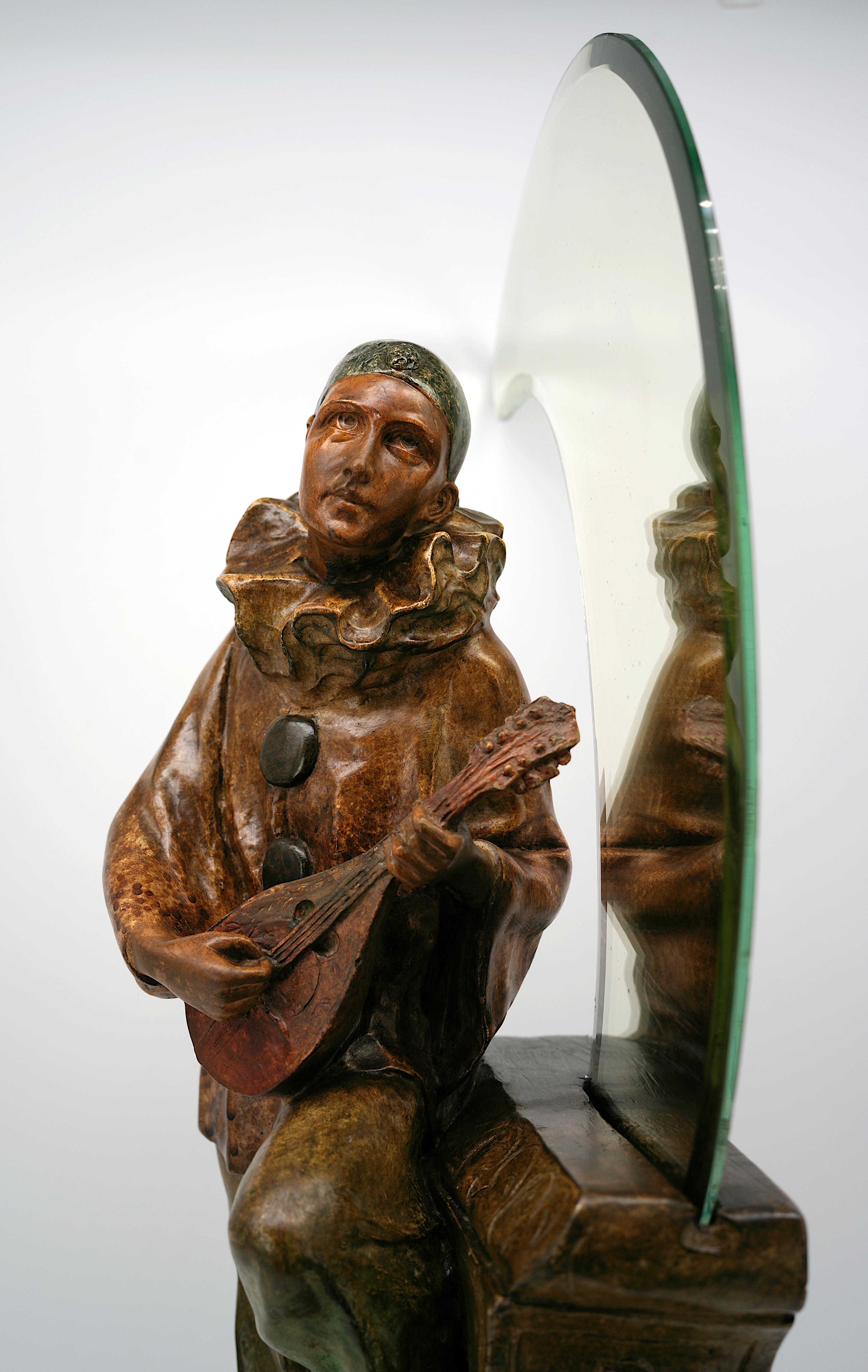 Scultura policroma Pierrot, 1900 in vendita 3