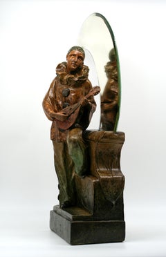 Pierrot Polychrome Sculpture, 1900s