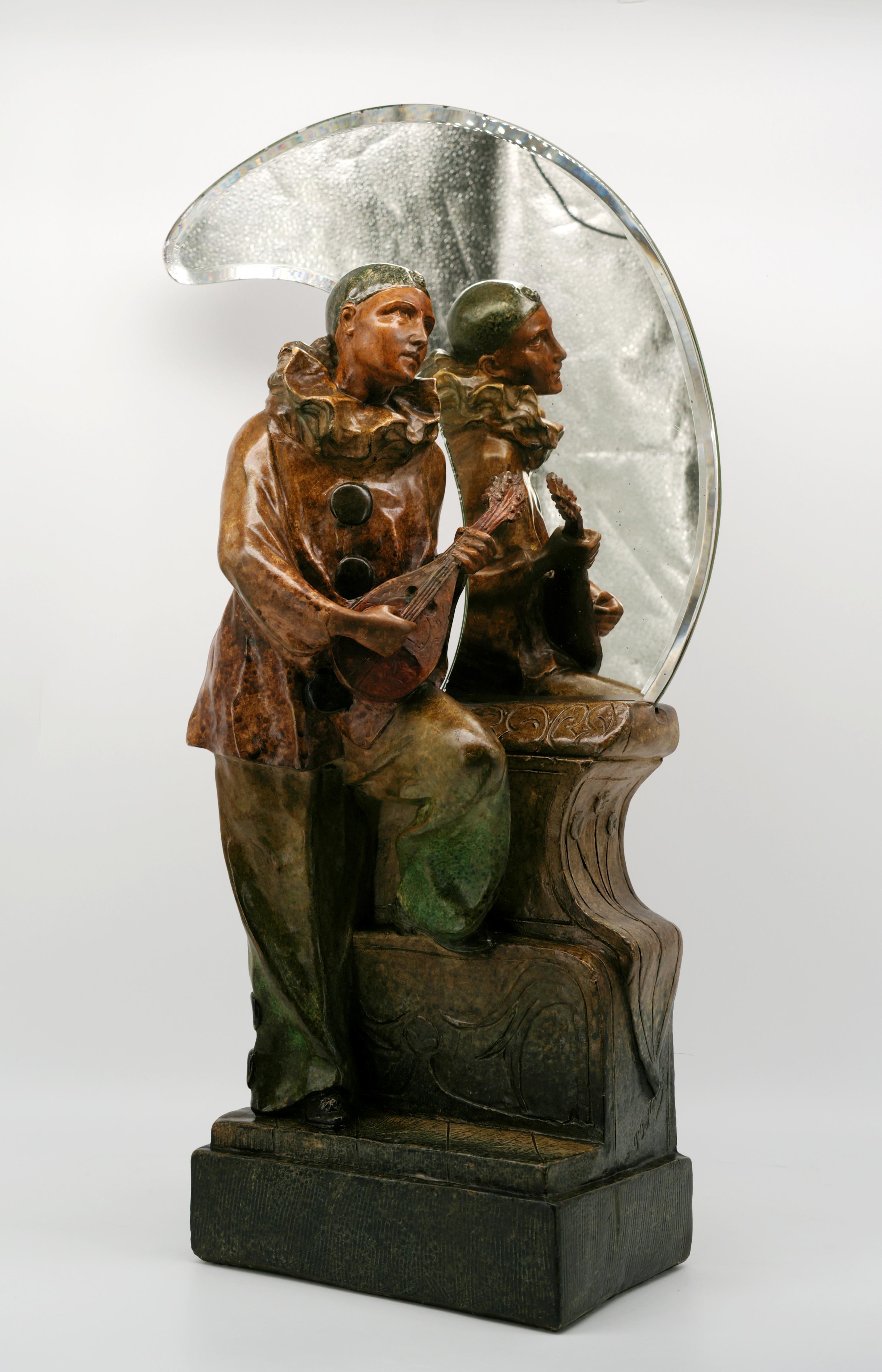 Art Nouveau Scultura policroma Pierrot, 1900 in vendita