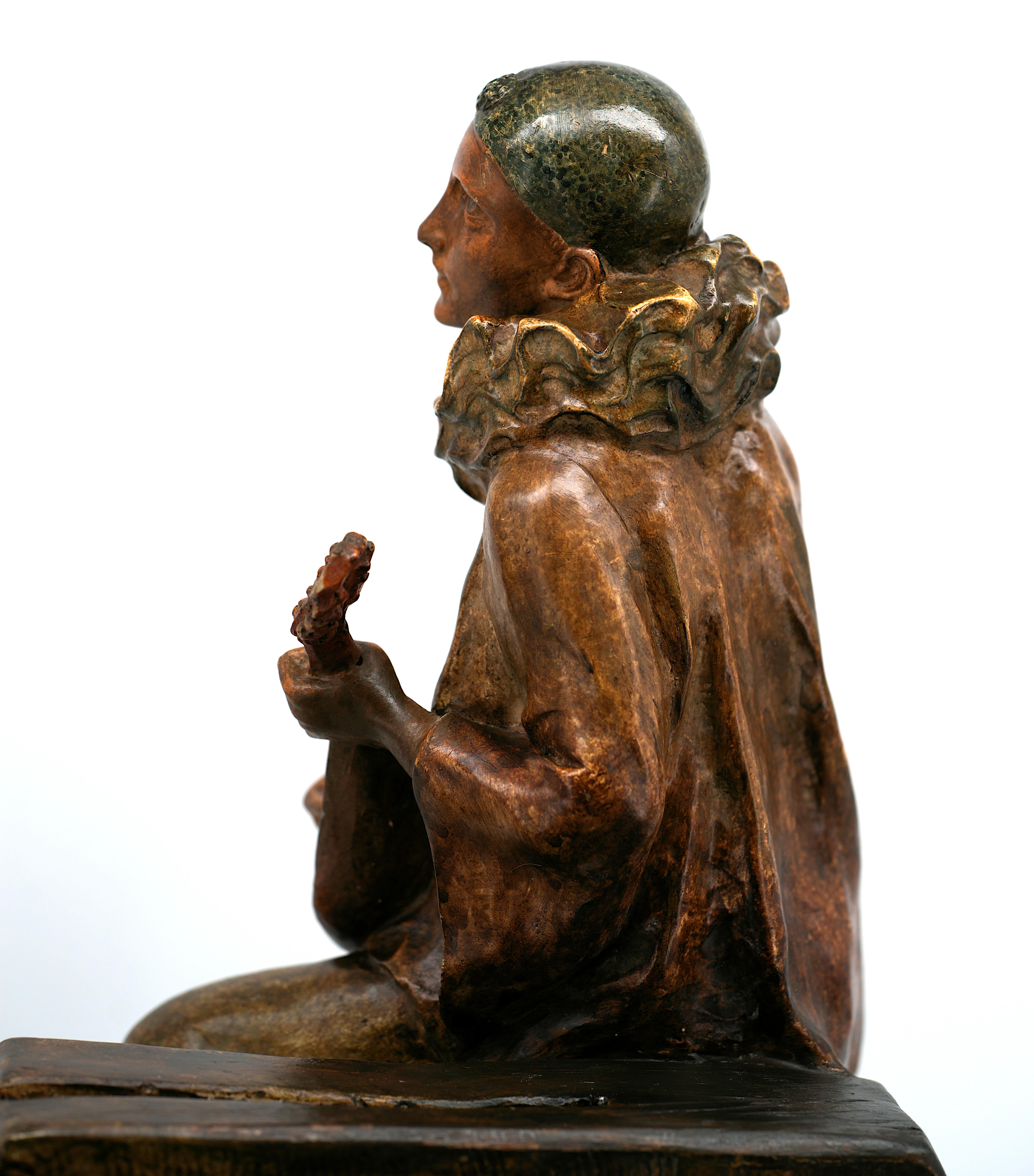 Scultura policroma Pierrot, 1900 In condizioni buone in vendita a Saint-Amans-des-Cots, FR
