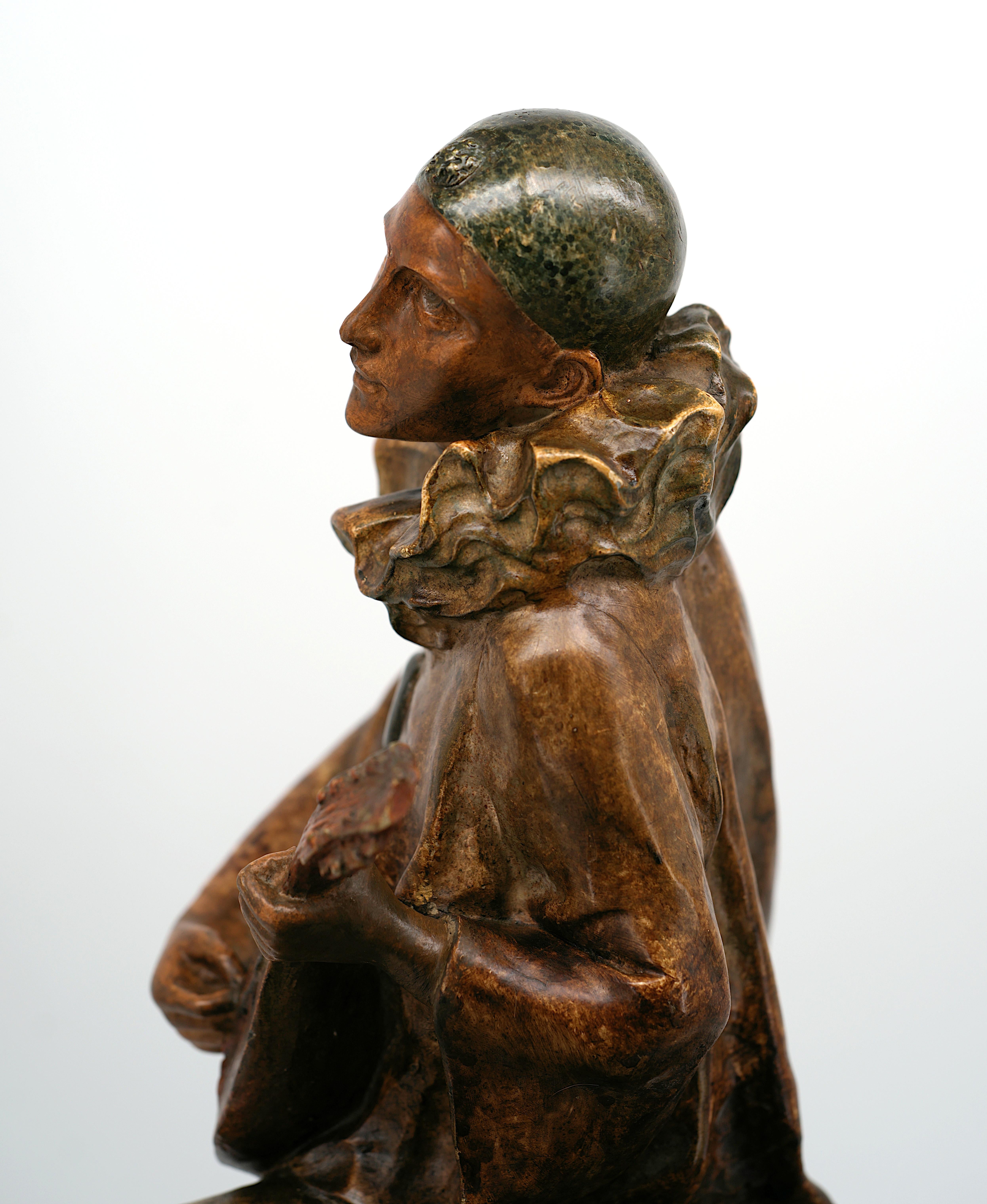 Inizio XX secolo Scultura policroma Pierrot, 1900 in vendita
