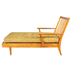  French Art Deco Tiger Maple Chaise Lounge Daybed