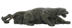 French Art Deco Tiger on the Prowl Sculpture by Magnelli, 1900s