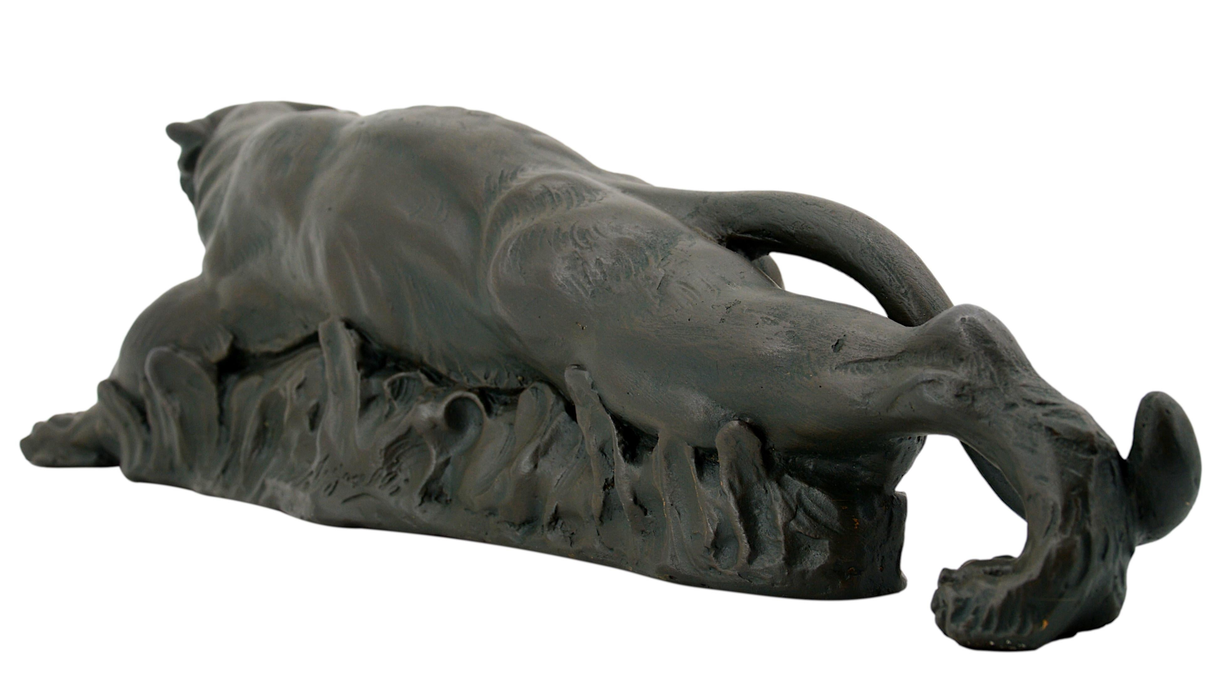 French Art Deco Tiger on the Prowl Sculpture, 1900s For Sale 1