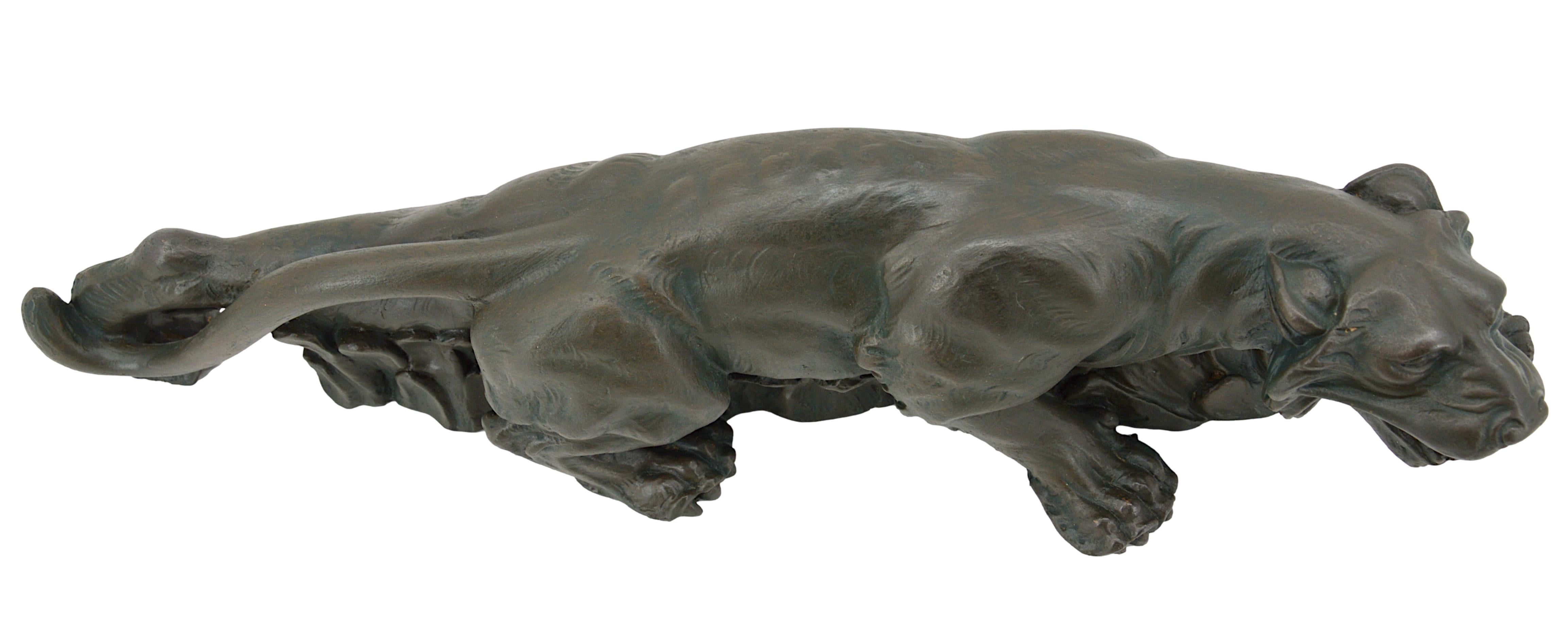 French Art Deco Tiger on the Prowl Sculpture, 1930s For Sale 2