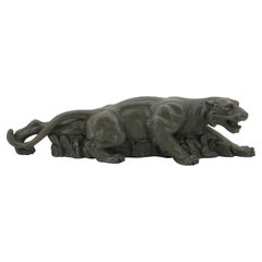 French Art Deco Tiger on the Prowl Sculpture, 1930s