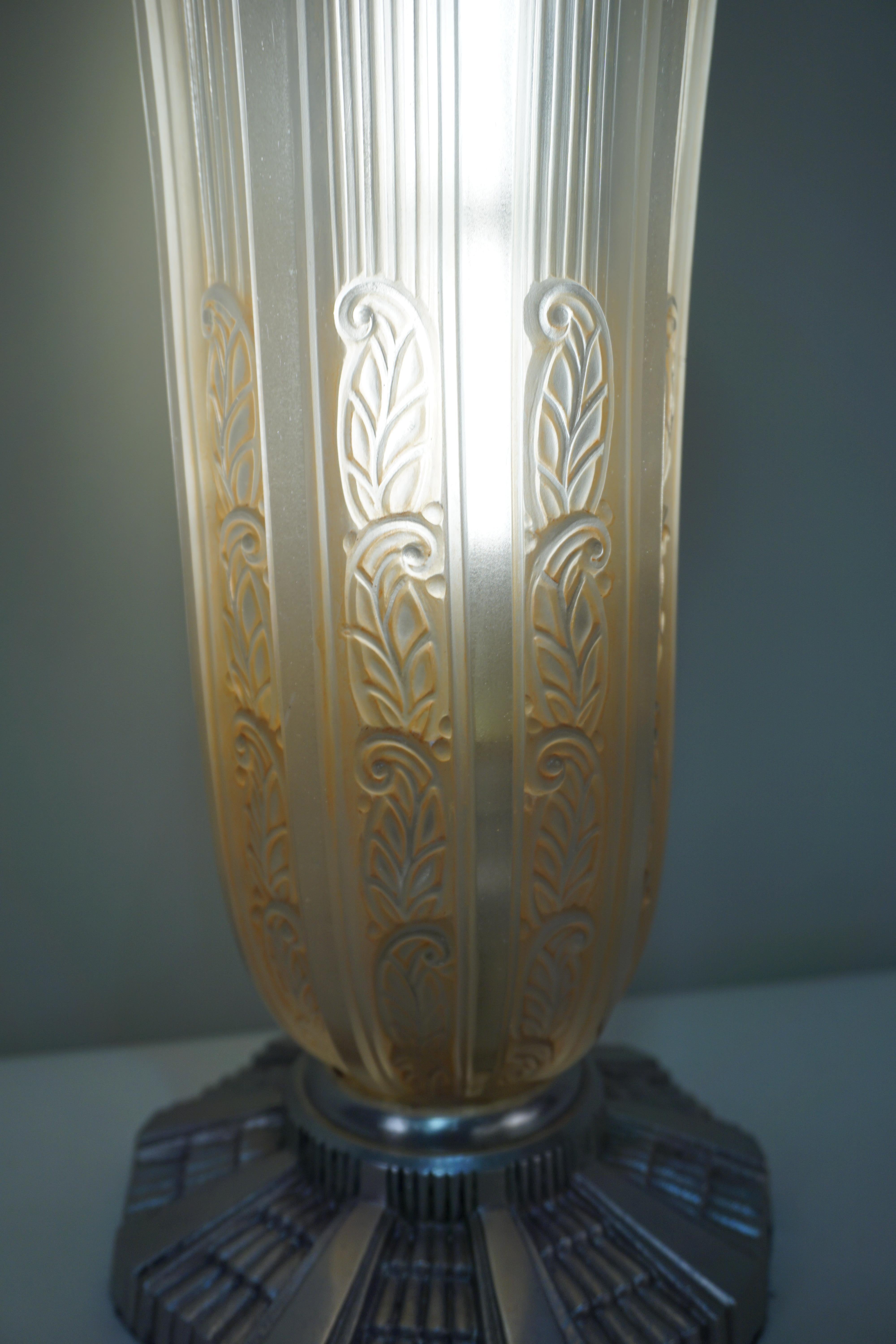 Early 20th Century French Art Deco Torchiere Table Lamp