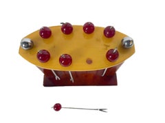 Ensemble de pichets à cocktail Art Déco français en bakélite et écaille de tortue et caramel