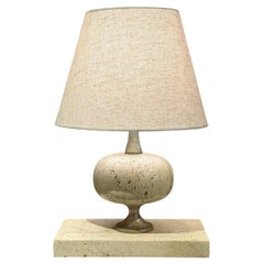 Französische Art Deco Travertin Tischlampe