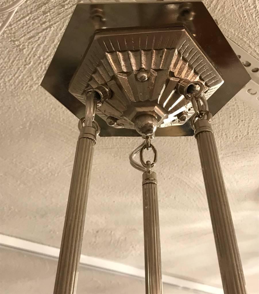 French Art Deco Triangular Starburst Chandelier For Sale 10