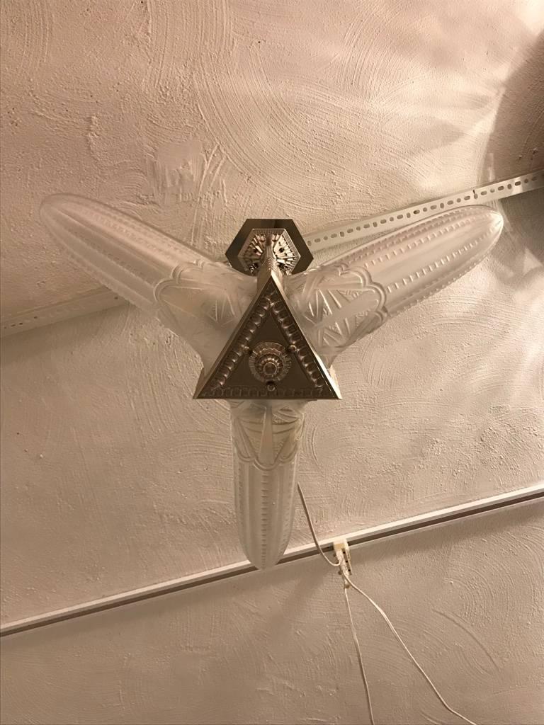 French Art Deco Triangular Starburst Chandelier For Sale 4