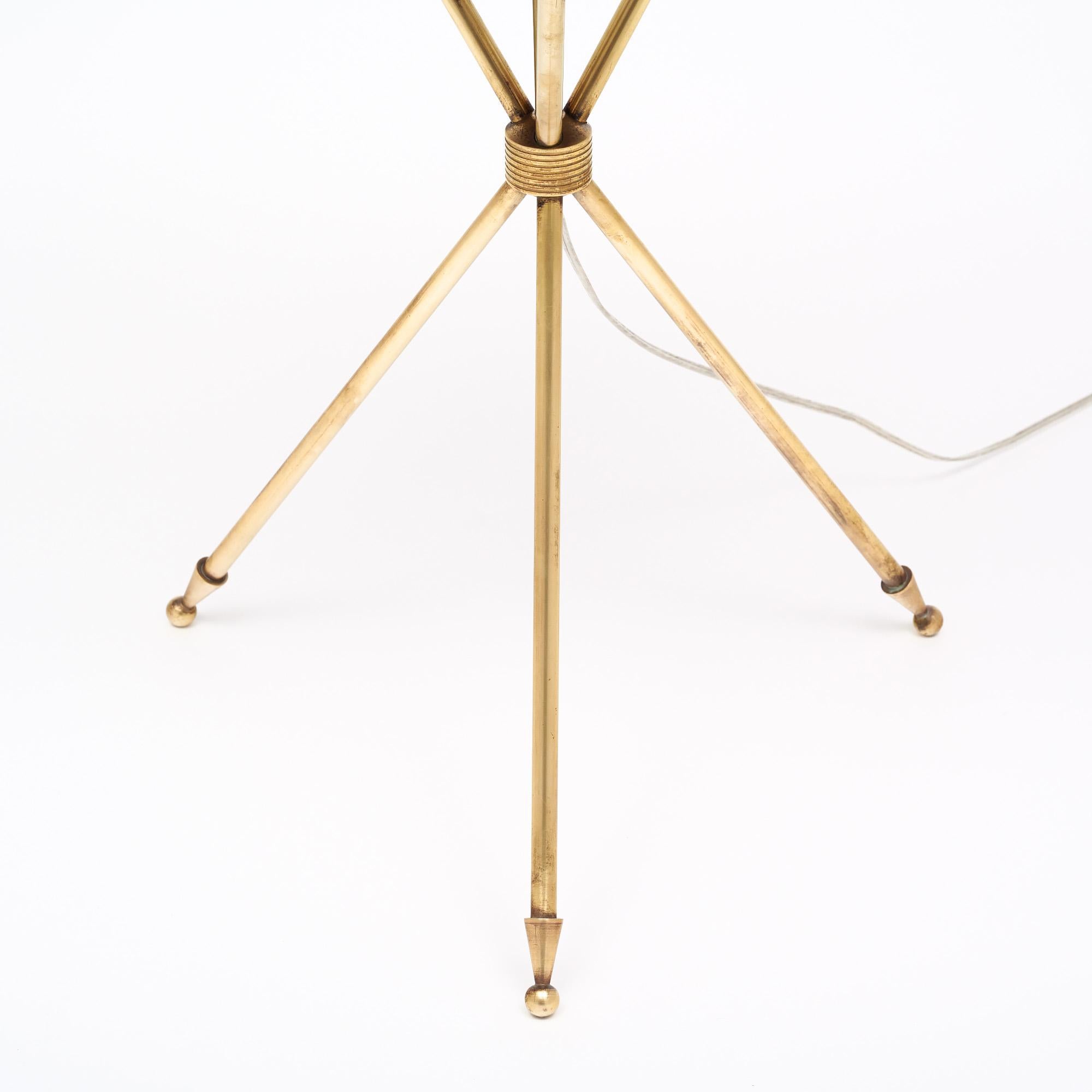 Brass French Art Deco Tripod Floor Lamp For Sale
