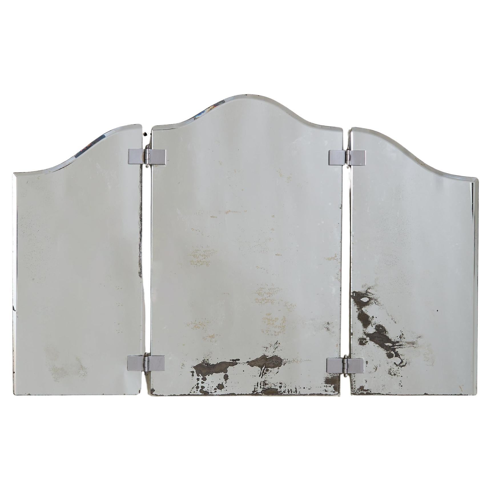 French Art Deco Triptych Vanity or Wall Mirror, 1930s