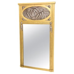 Miroir Trumeau Art Déco français en feuilles d'or et d'argent