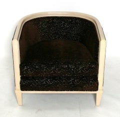 French Art Deco Tub Chairs circa 1930s Refinished & Reupholstered Lounge Chairs