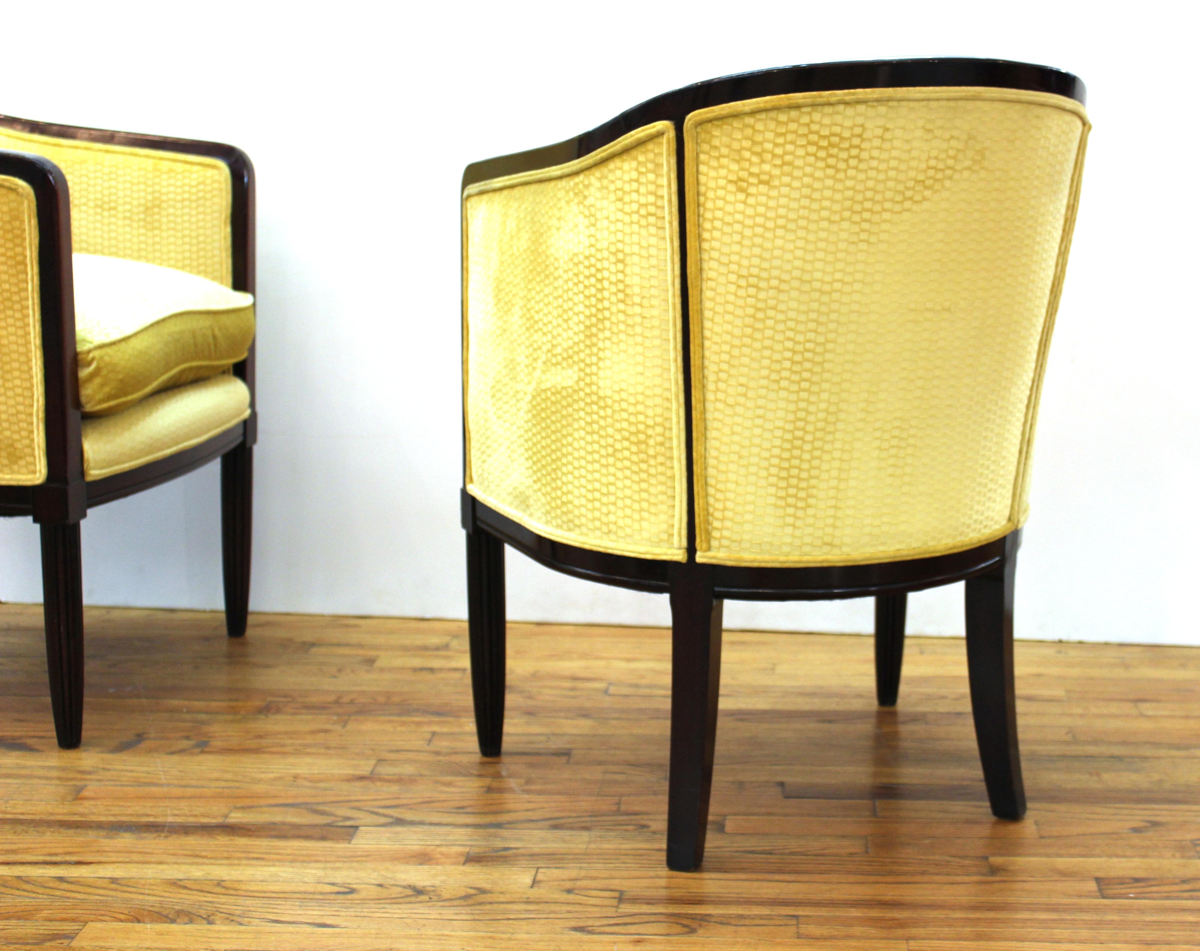 French Art Deco Tub Chairs in Velvet Upholstery 6