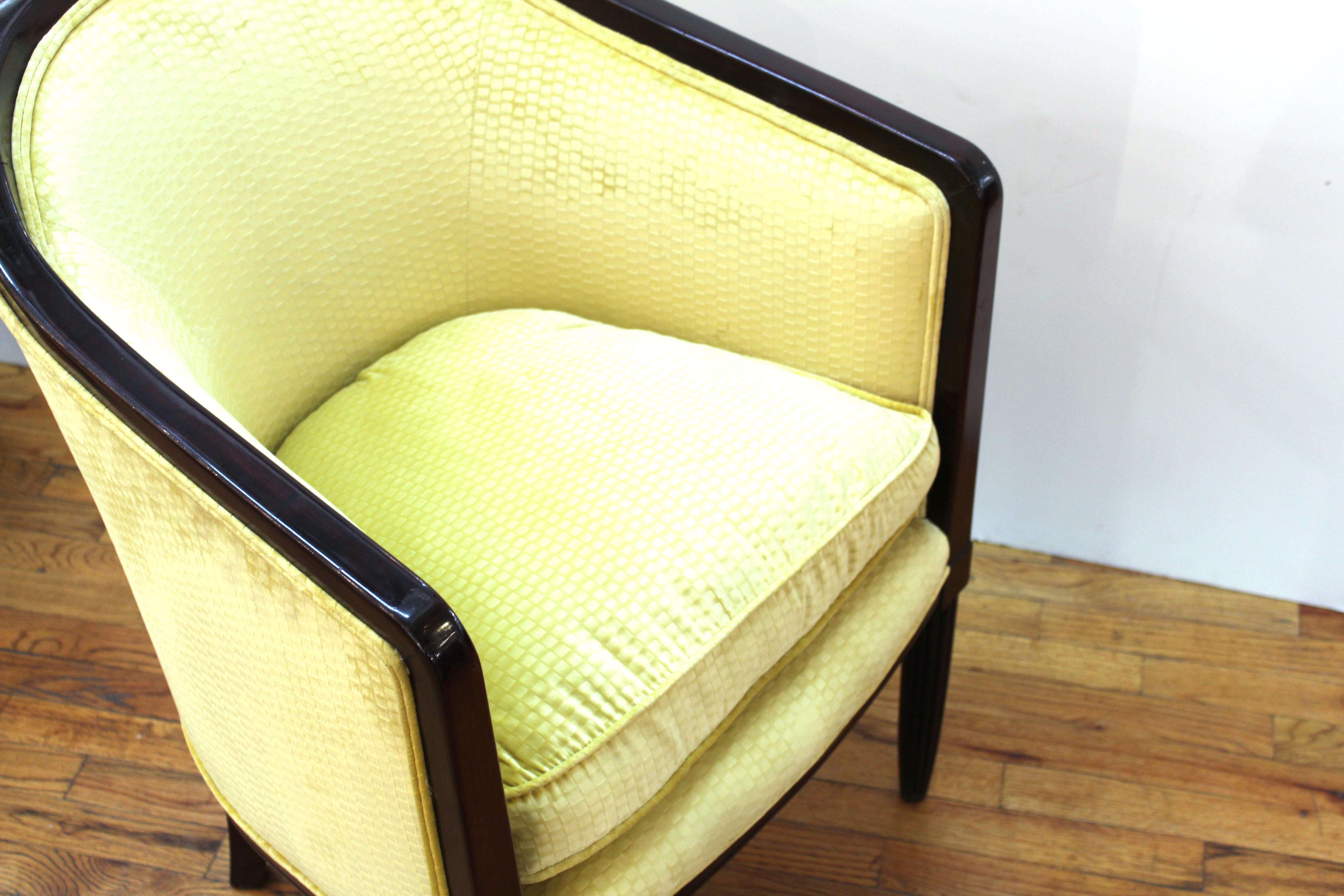 French Art Deco Tub Chairs in Velvet Upholstery 9
