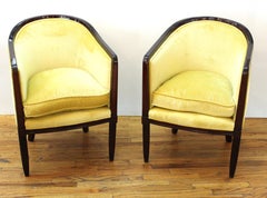 French Art Deco Tub Chairs in Velvet Upholstery