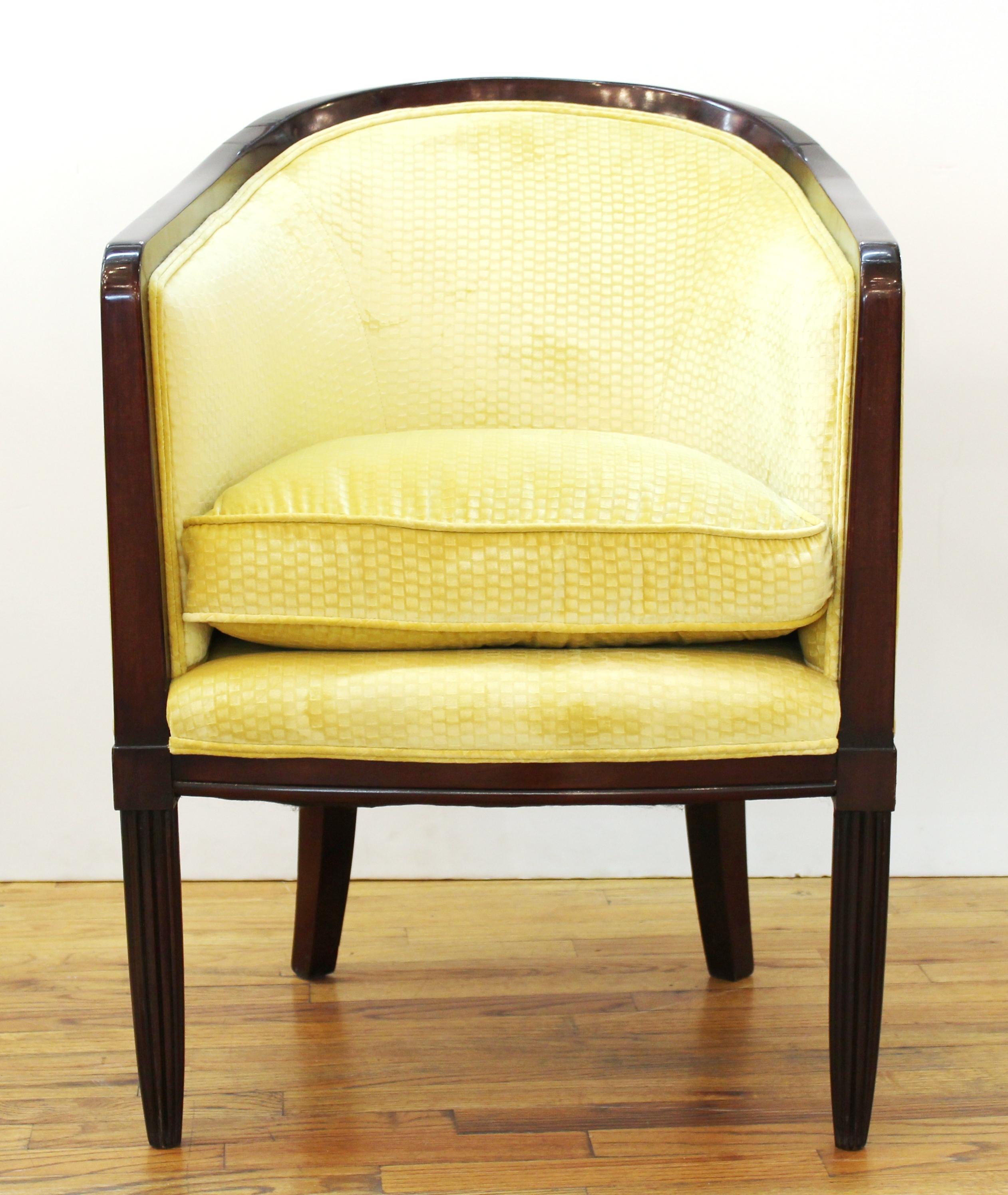 French Art Deco Tub Chairs in Velvet Upholstery 1