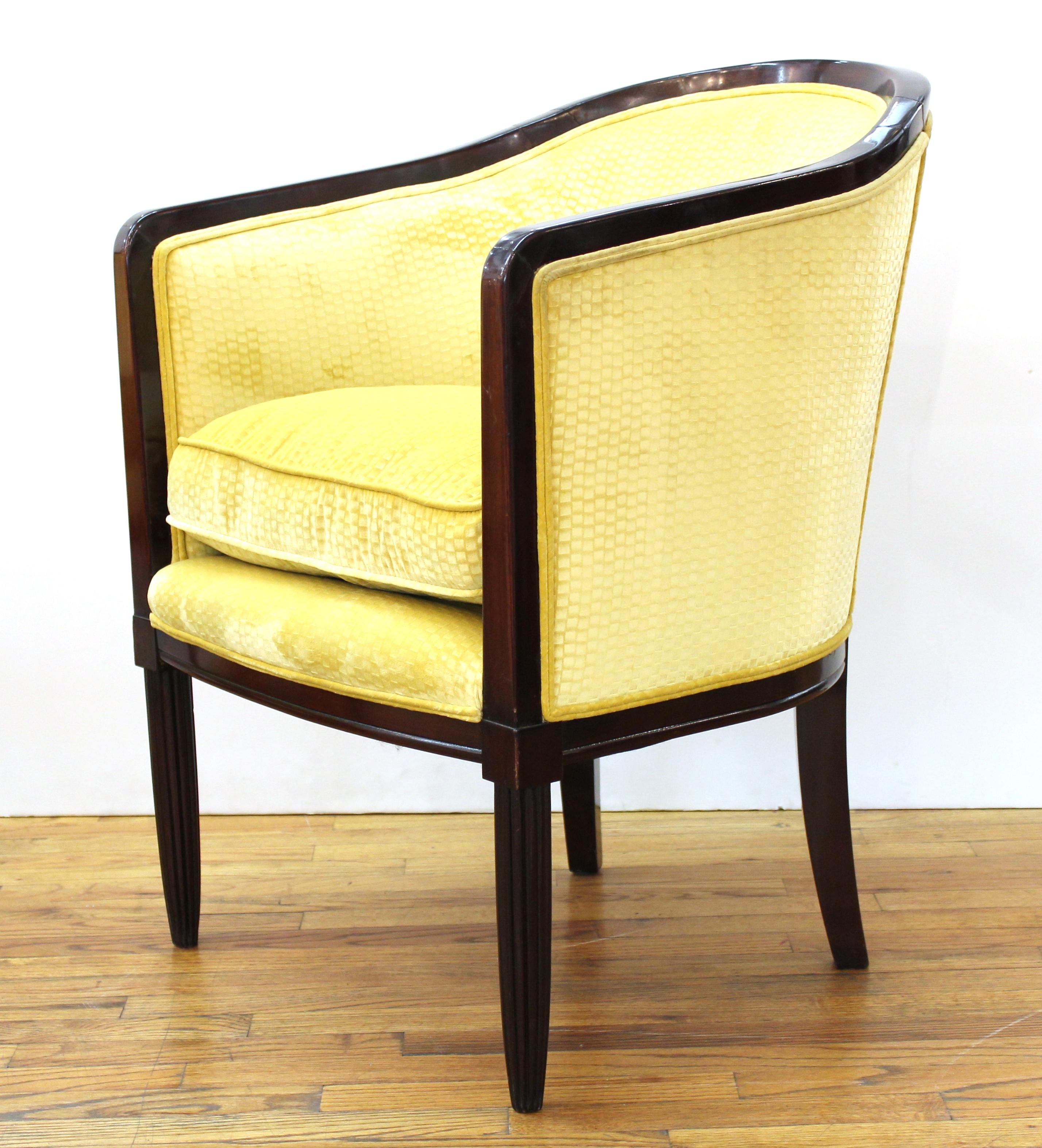 French Art Deco Tub Chairs in Velvet Upholstery 4