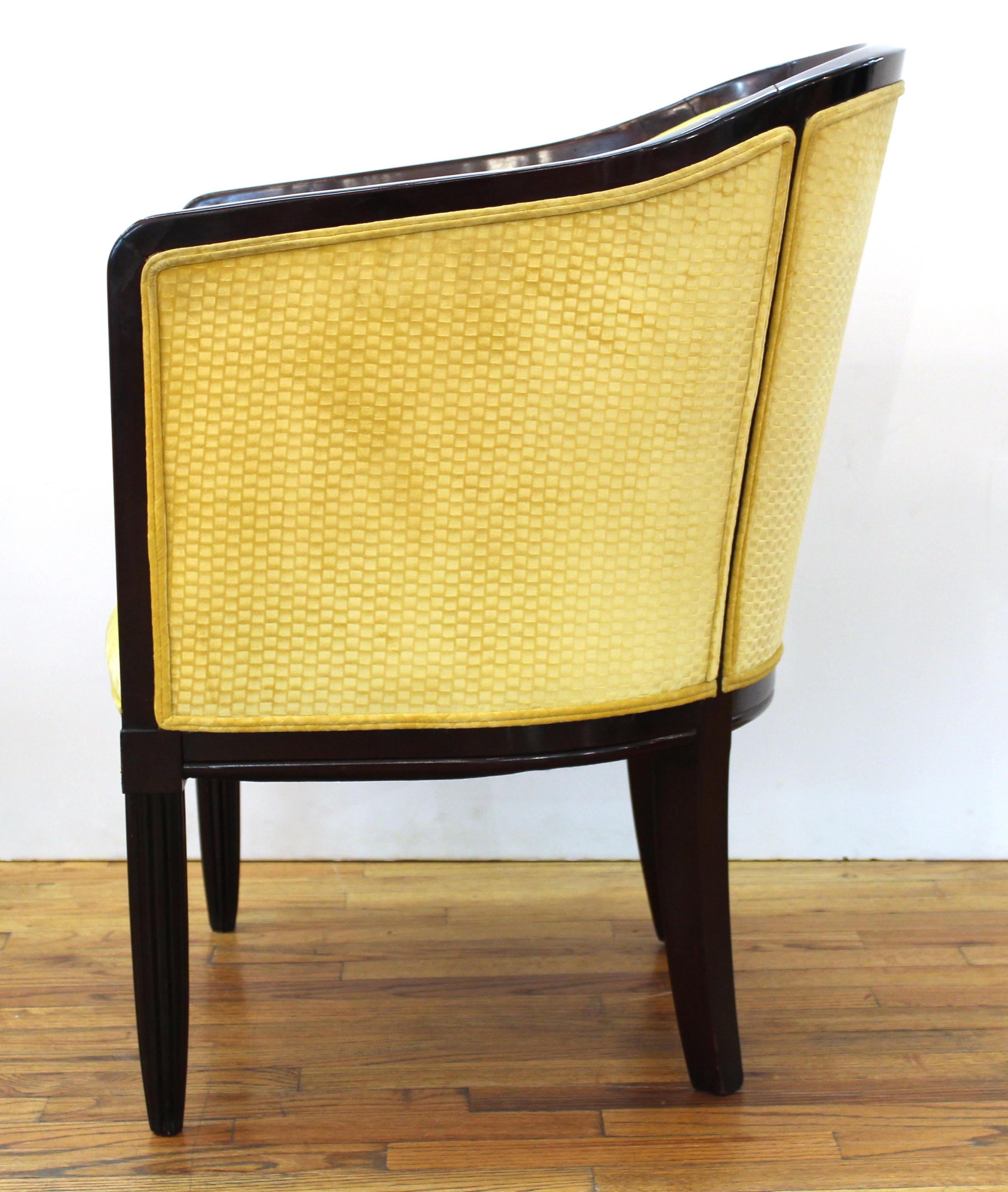 French Art Deco Tub Chairs in Velvet Upholstery 5
