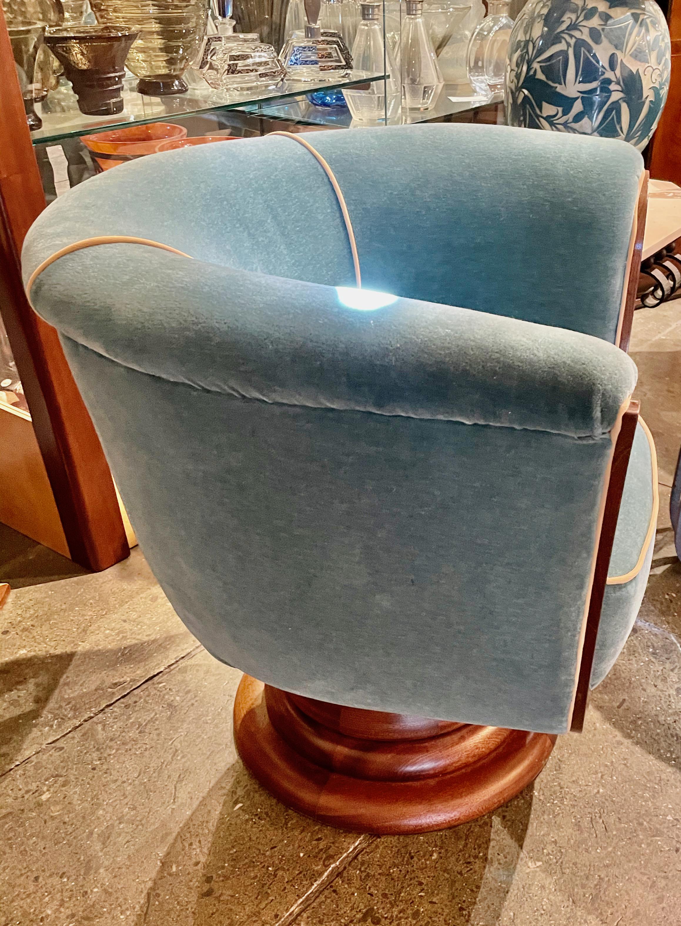 French Art Deco Tulip Swivel Chairs Mohair 3