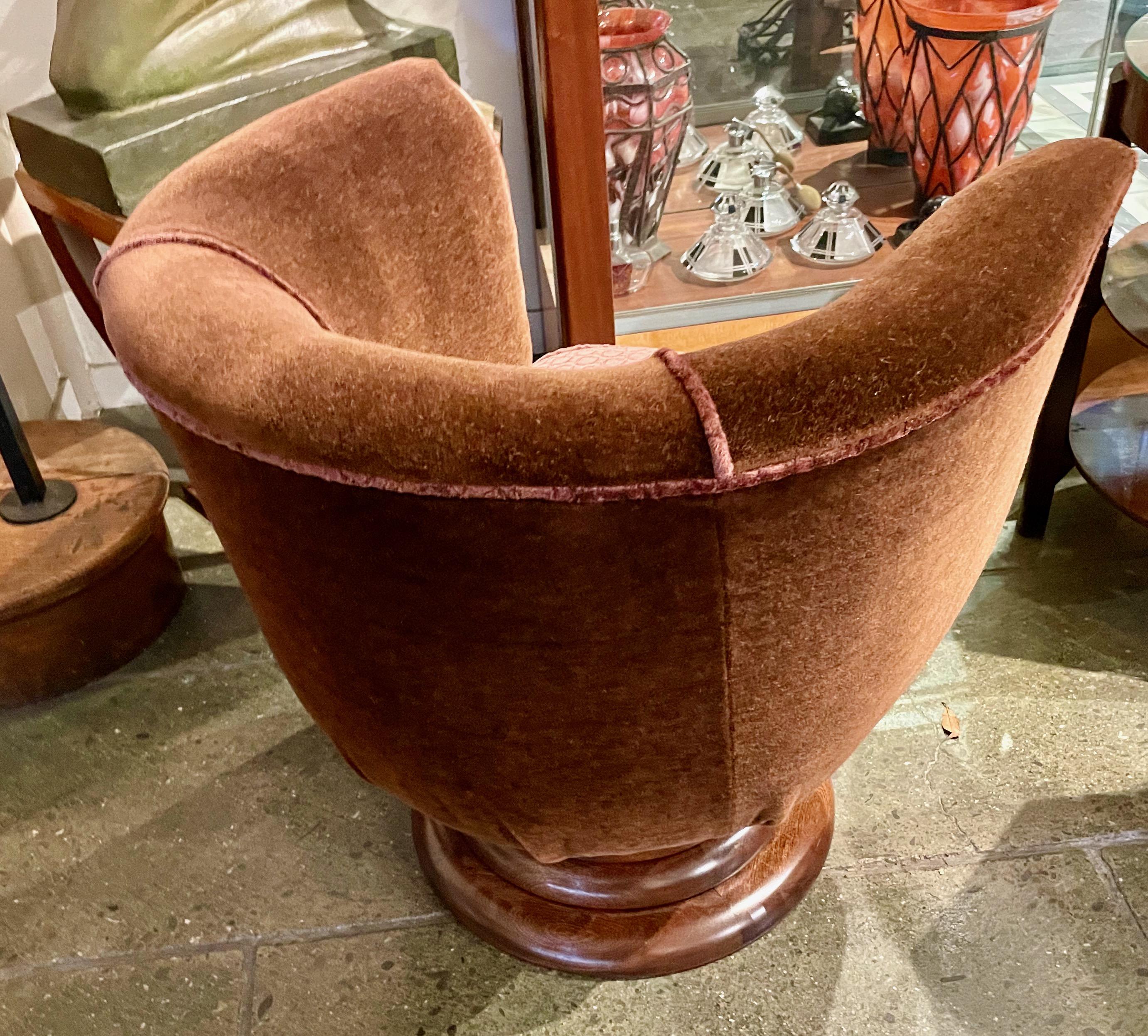 French Art Deco Tulip Swivel Chairs Mohair 2