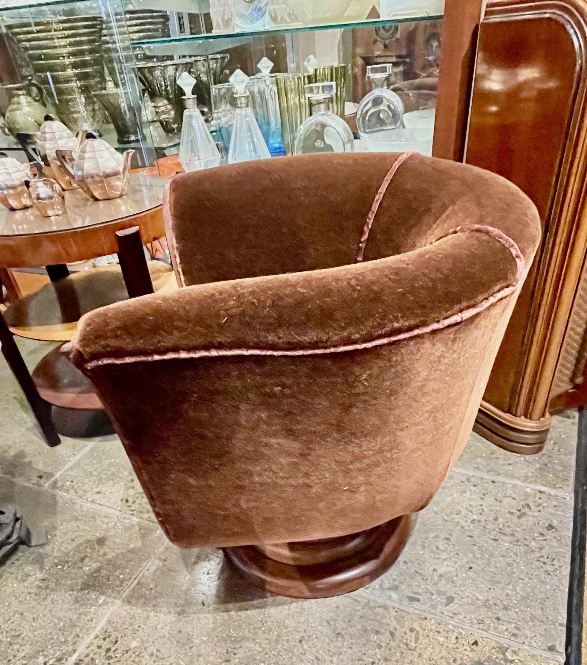 French Art Deco Tulip Swivel Chairs Mohair 4