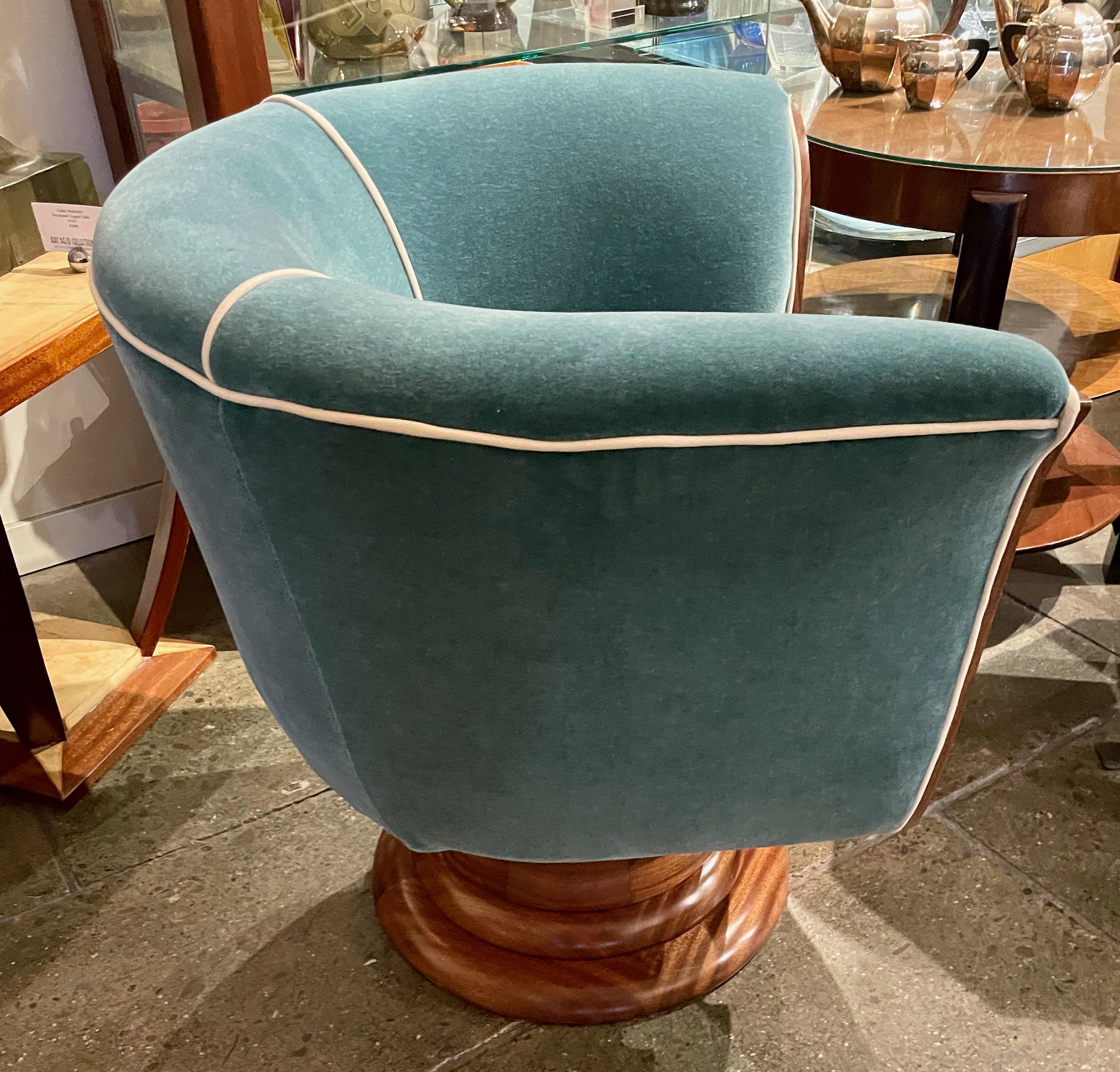 French Art Deco Tulip Swivel Chairs Mohair 9