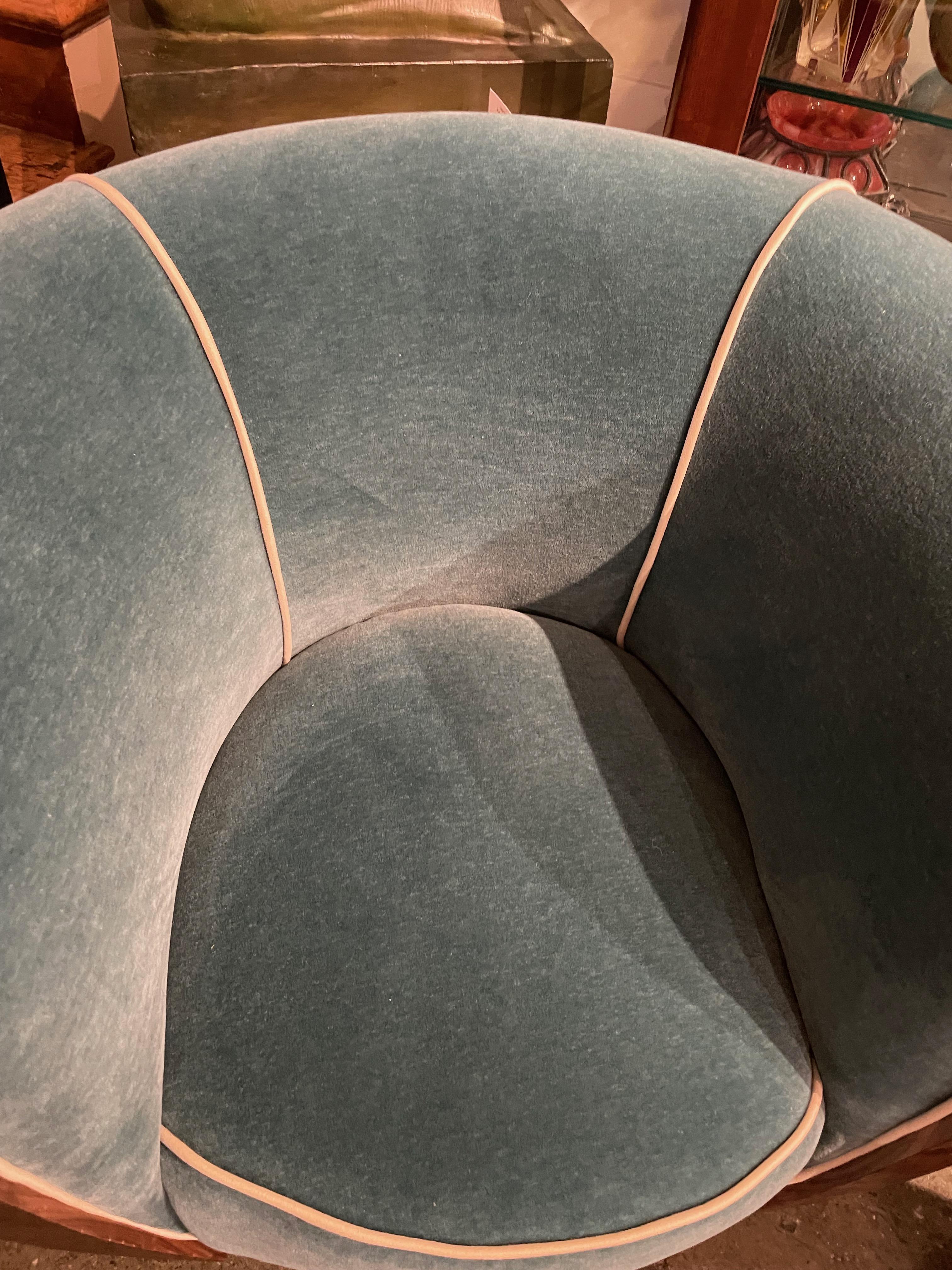 French Art Deco Tulip Swivel Chairs Mohair 12