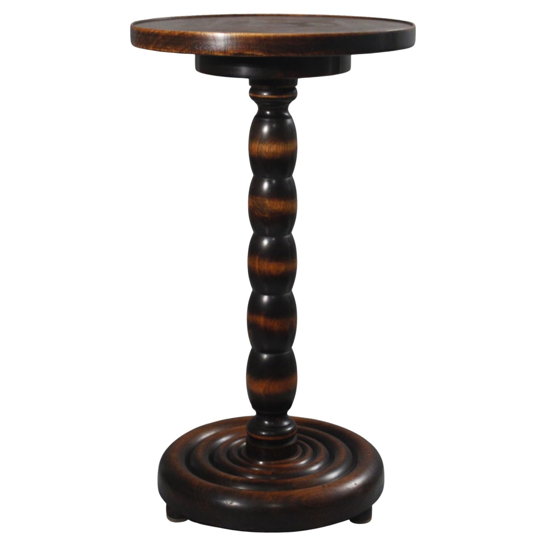 French Art Déco turned walnut column table in the style of Charles Dudouyt 1930s For Sale