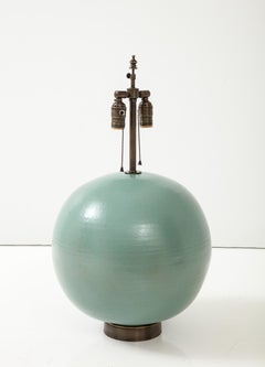 Primavera French Art Deco Turquoise Glazed Ceramic Lamp