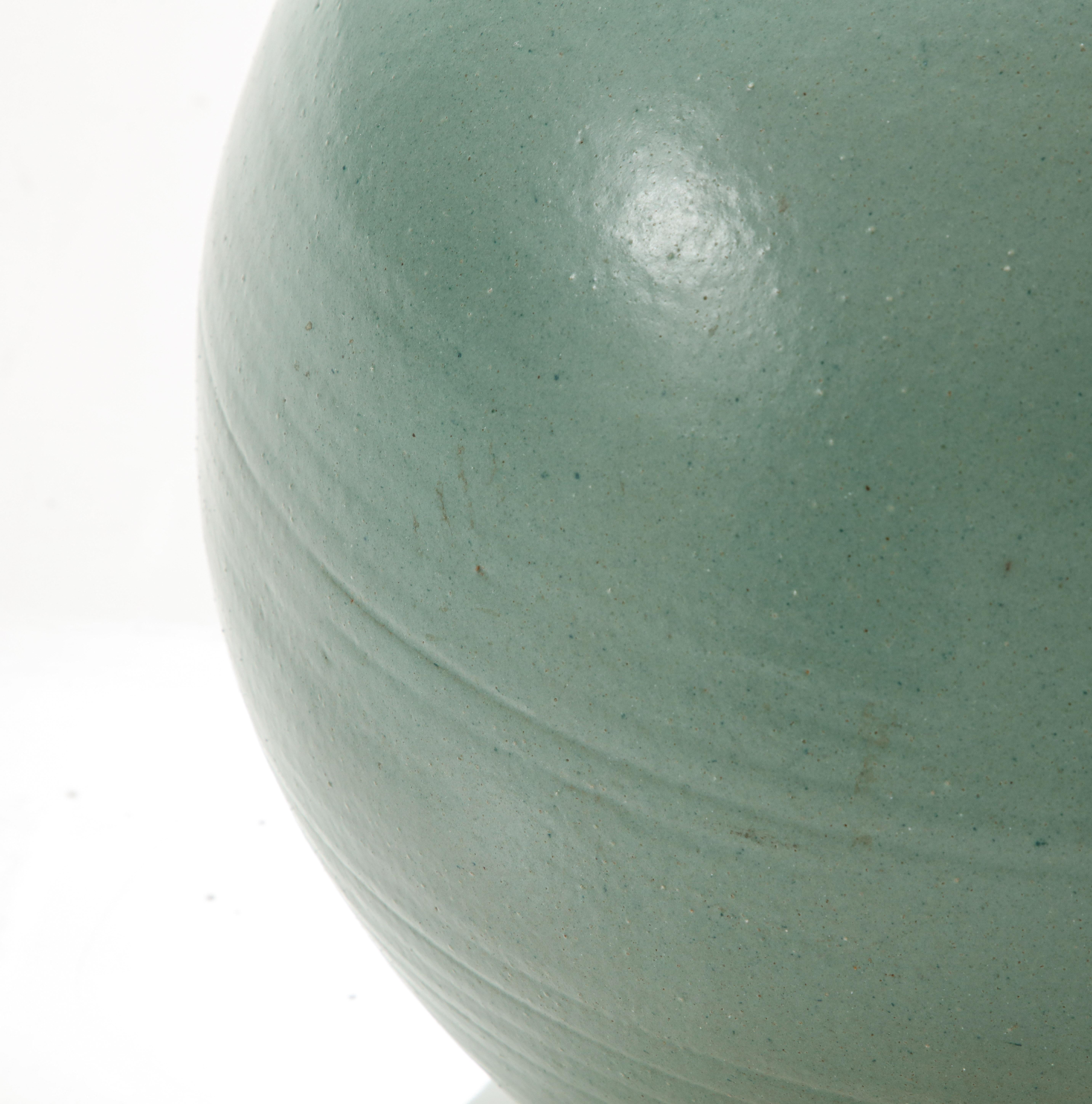 Primavera French Art Deco Turquoise Glazed Ceramic Lamp For Sale 4