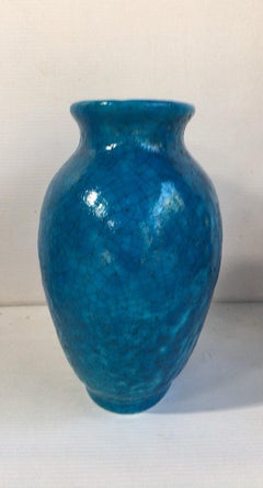 French Art Deco Turquoise Vase Lachenal