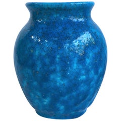 French Art Deco Turquoise Vase Lachenal 