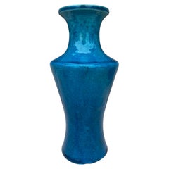 Vase Art Déco français turquoise Lachenal 