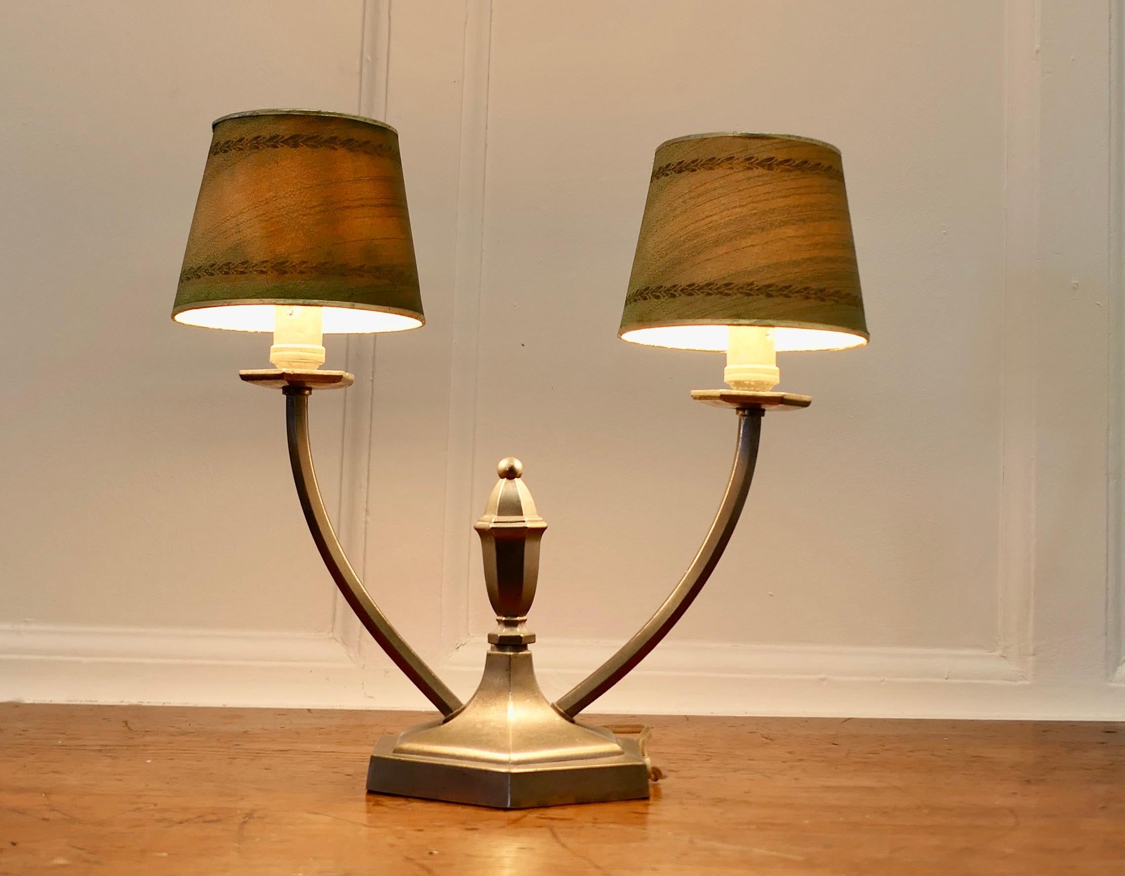 Early 20th Century French Art Deco Twin Table Lamp This Is a Charming Piece