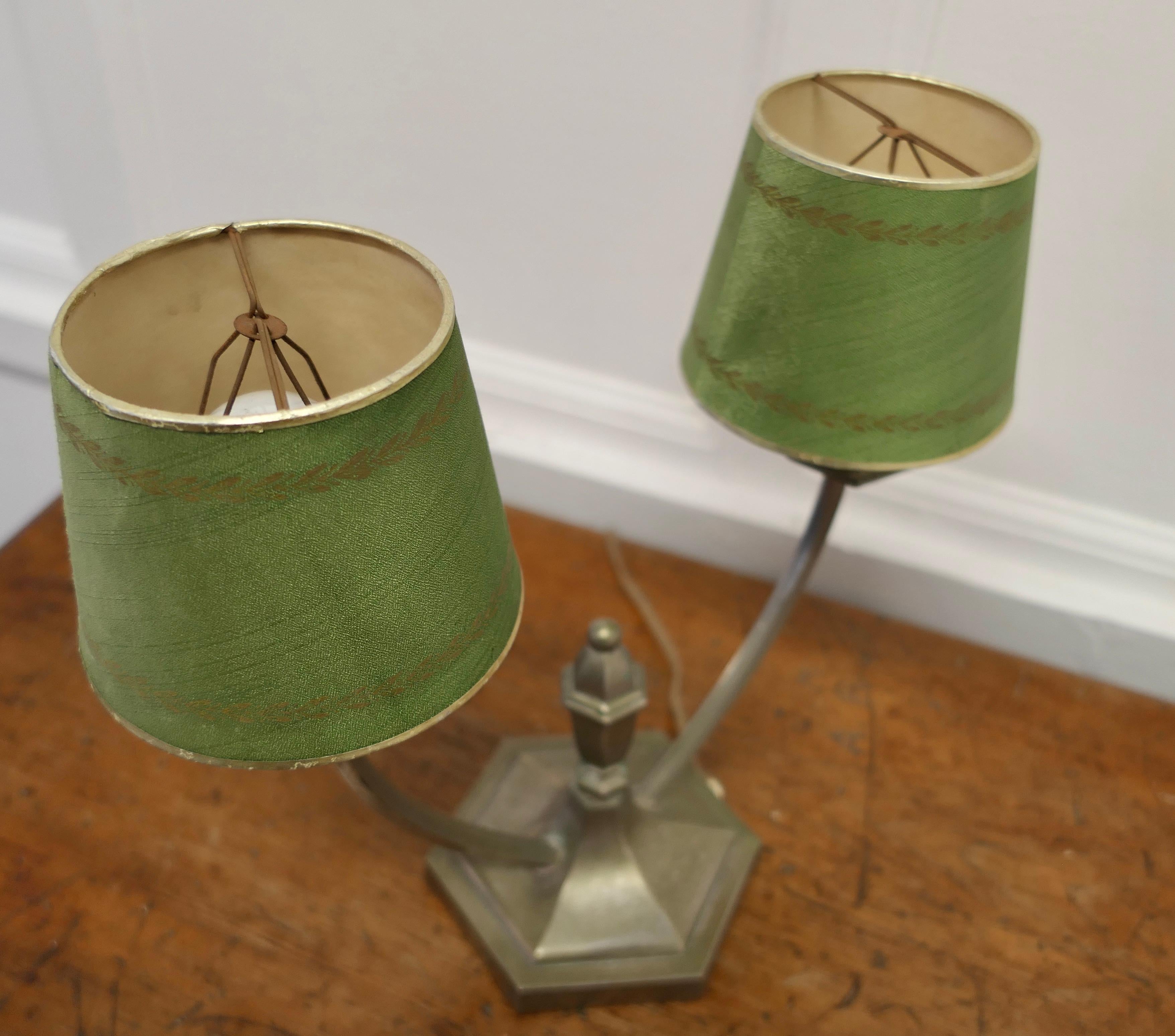 Steel French Art Deco Twin Table Lamp This Is a Charming Piece