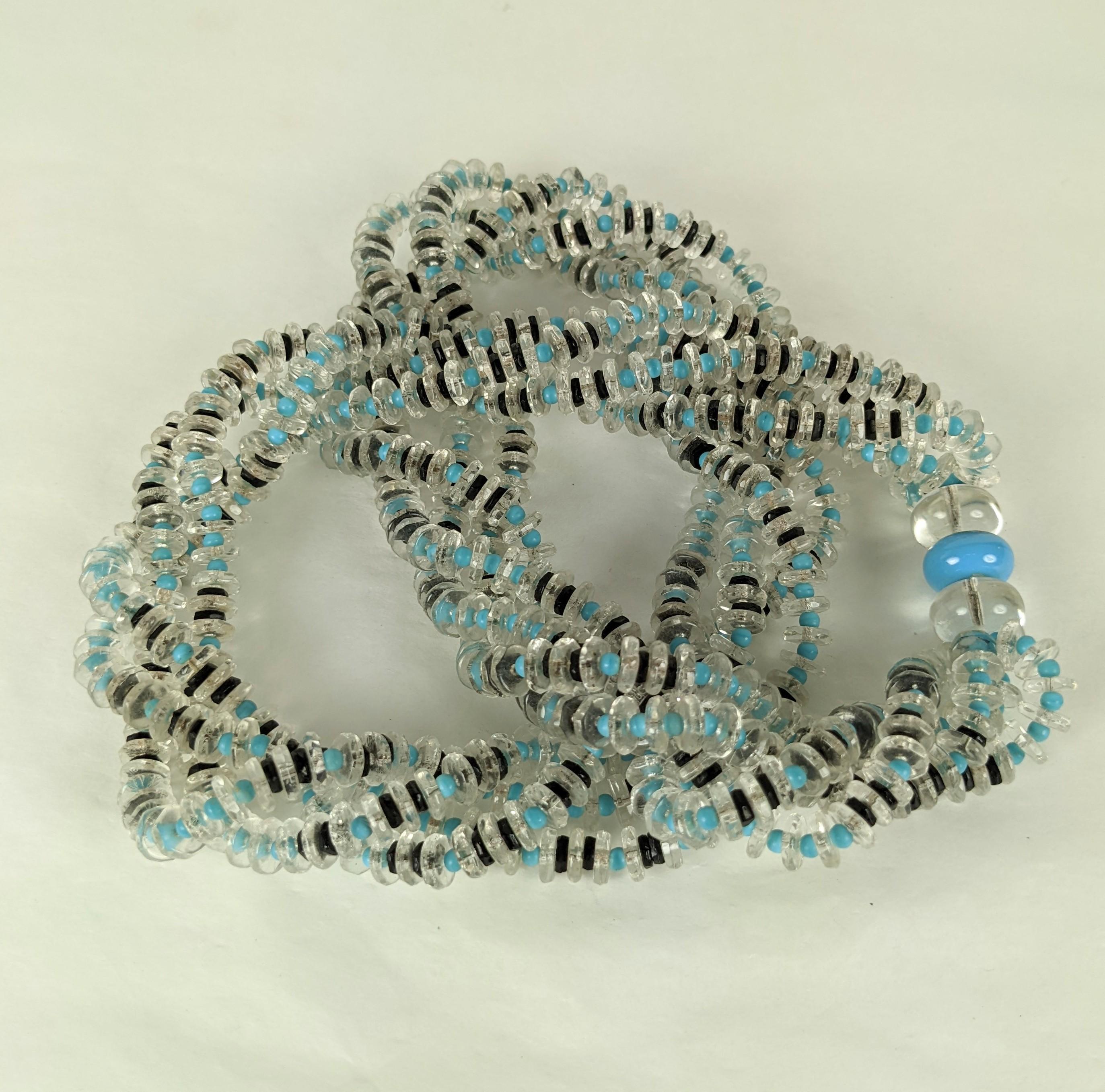 French Art Deco Twisted Crystal Rondel Necklace In Excellent Condition For Sale In New York, NY