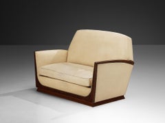 French Art Deco Two Seat Sofa in Off White Upholstery