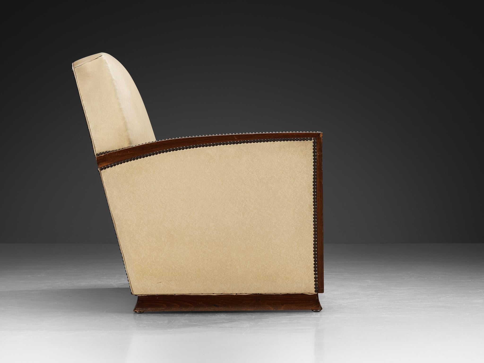 Mid-20th Century French Art Deco Two Seat Sofa in Off White Upholstery For Sale
