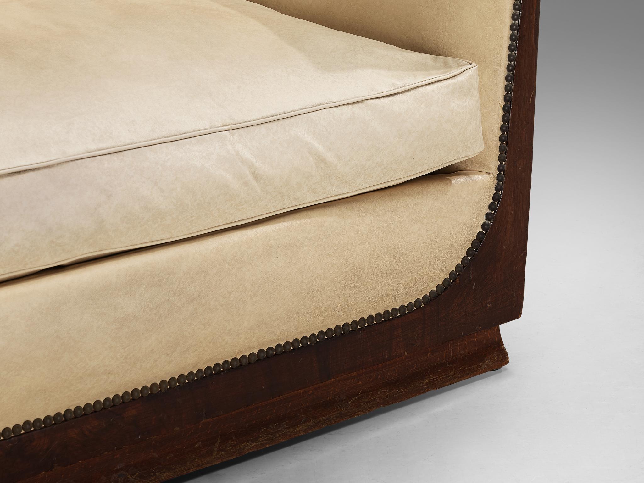 French Art Deco Two Seat Sofa in Off White Upholstery For Sale 5