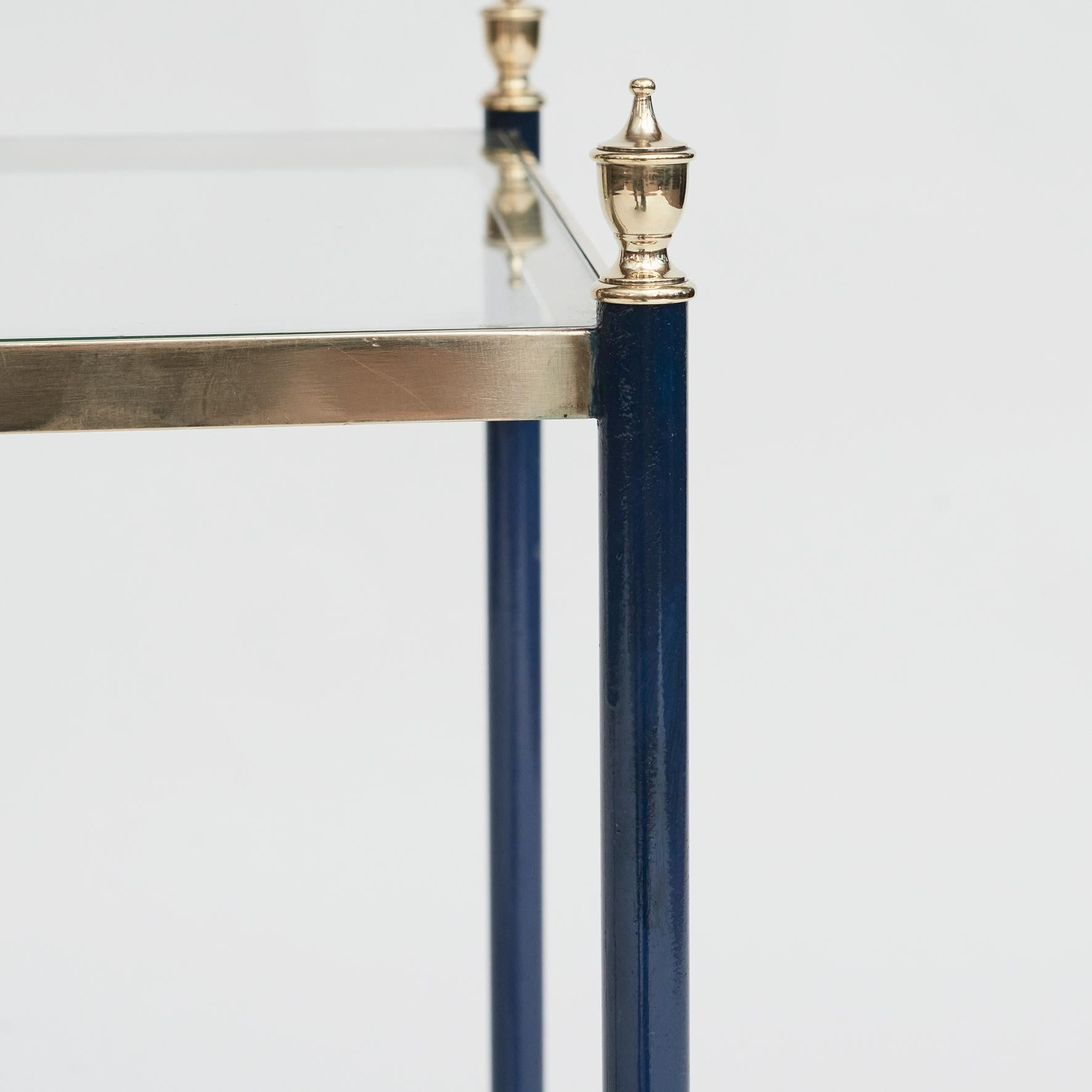 Table d'appoint Art Déco française à deux niveaux en laiton et verre Bon état - En vente à Kastrup, DK