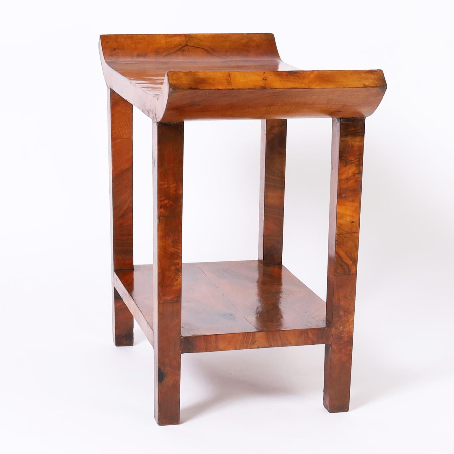 French Art Deco Two Tiered Walnut Table In Good Condition For Sale In Palm Beach, FL
