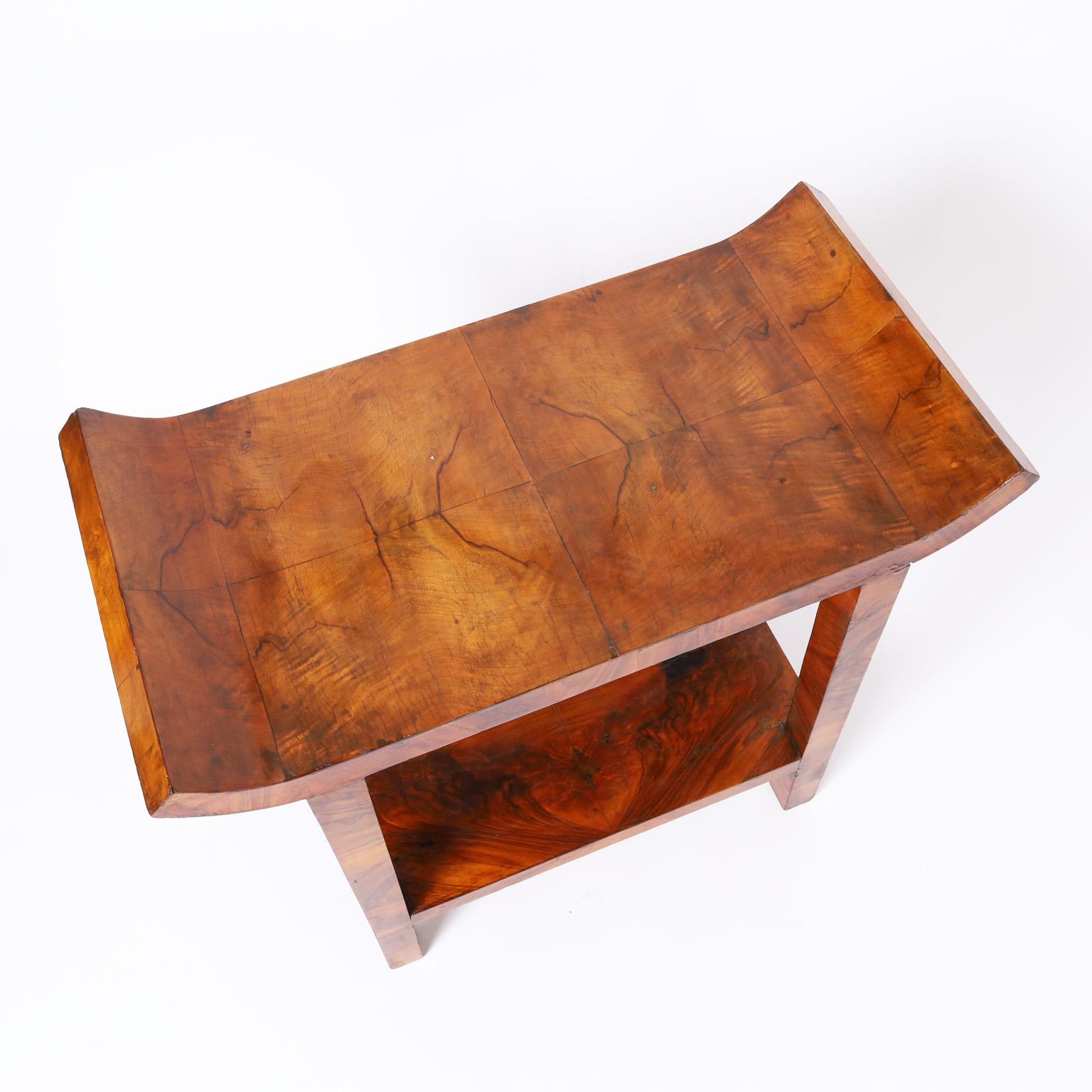 French Art Deco Two Tiered Walnut Table For Sale 1