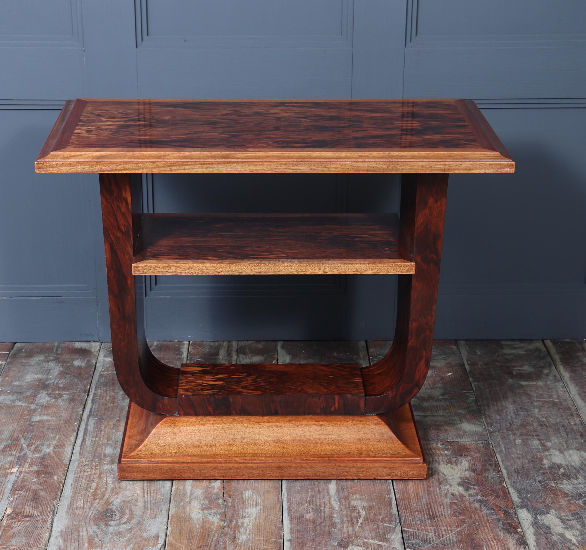 Early 20th Century French Art Deco U Base Table in Corramandel